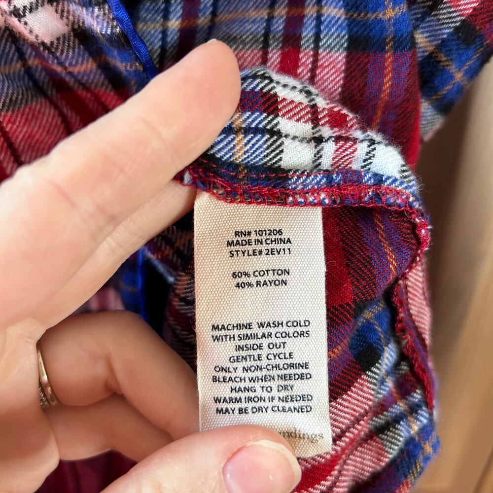 Soft Surroundings Red Plaid Flannel Pajama Set Jolly Good Womens Large Holiday - Picture 7 of 12